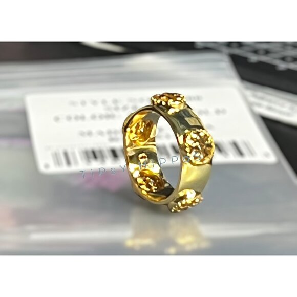 Tory Burch Miller Gold-Plated Ring With Iconic Logo Design Size 6 Elegant Statem - Picture 3 of 3